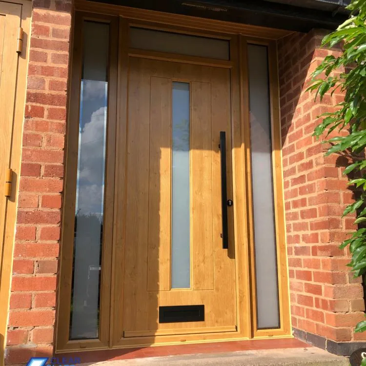 Irish oak composite door with misted glass